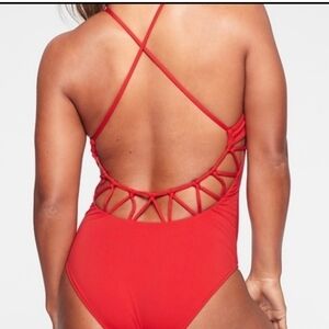 Atheta One Piece Swim Suite Strappy Back Red Medium
